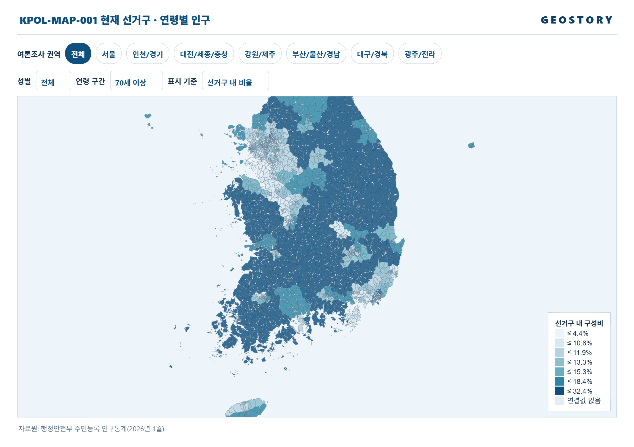 현재 선거구 · 연령별 인구